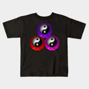 Yin Yang Triangle - Purple, Pink and Red Kids T-Shirt